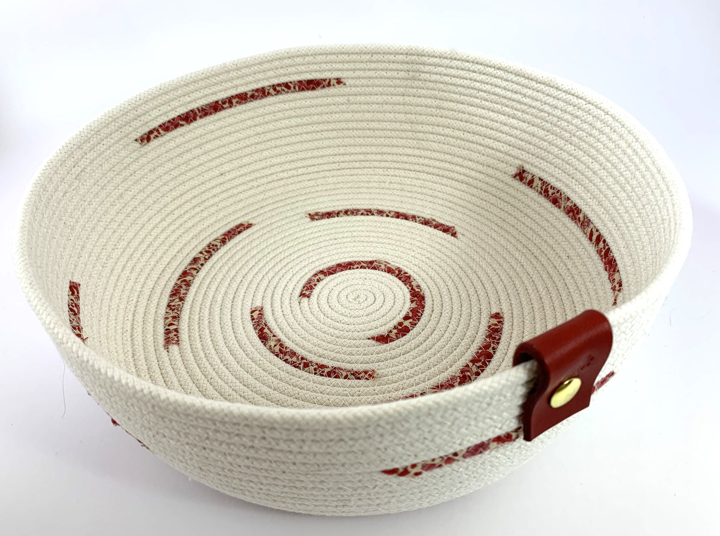 Fabric-wrapped braided cord bowl.