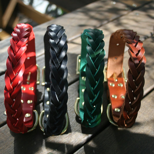 Five-Strand Braided Leather Collars